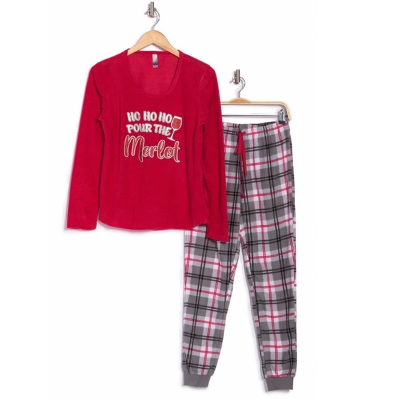 Wine Lovers🍷•SET• WINE LOVER GIFT! NWT Holiday Plaid Flannel PJ - Picture 4 of 11